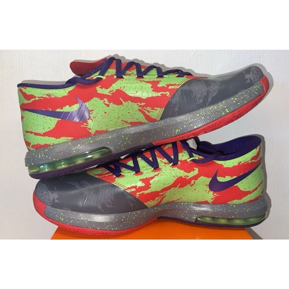 NIKE KD VI Shoes Cool Grey/ Electric Green Energy sneakers Size US 7 Y